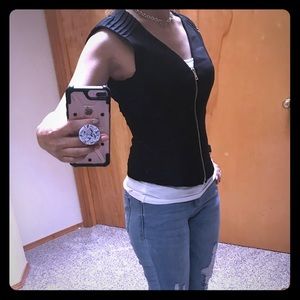 NWT Bebe Black Zip Top